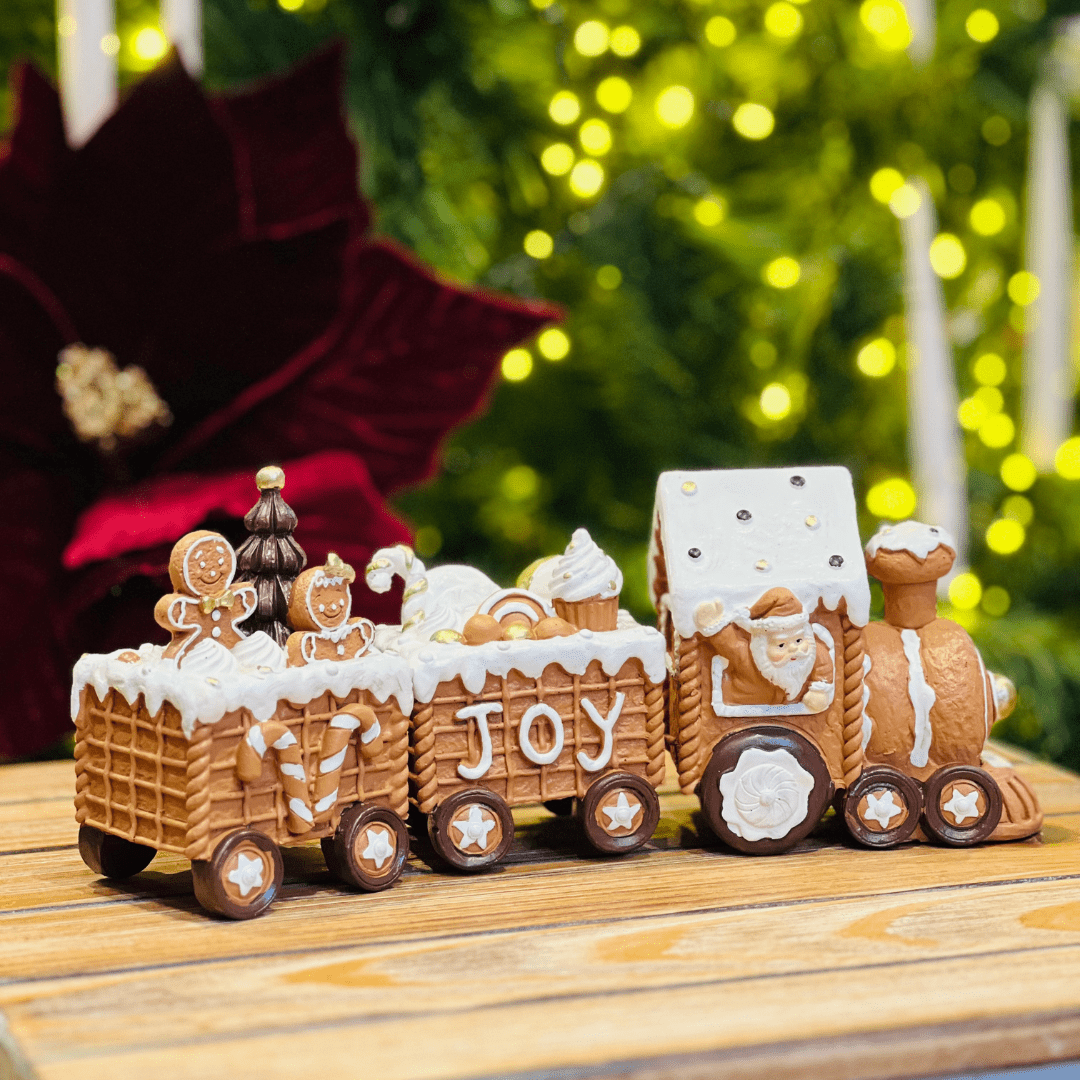 Trem Natalino Gingerbread de Resina 9,7cm