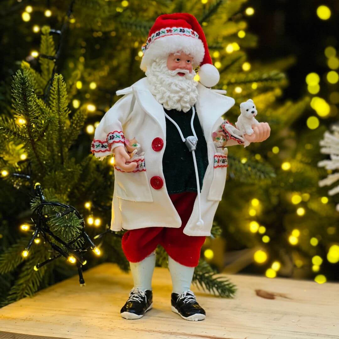 Papai Noel Natal Veterinario (vermelho Verde) - 29x10cm